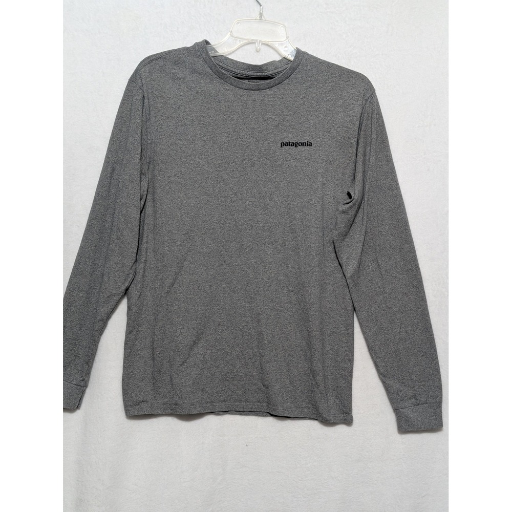 Patagonia Responsibili-Tee Long Sleeve Gray P-6 Logo Graphic Shirt Mens Small